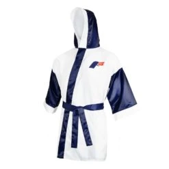 Fighting Full Length Robe -Titleboxing Shop FFLR WH BL 1
