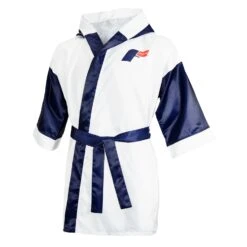 Fighting Full Length Robe -Titleboxing Shop FFLR WH BL 2