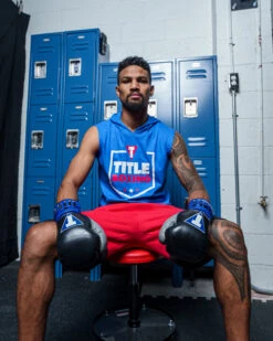 TITLE Boxing Jumbo Logo Sleeveless Hoodie -Titleboxing Shop LTA4BL 1