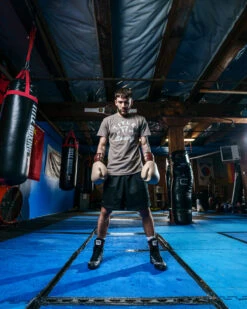 TITLE Boxing Distressed Label Tee -Titleboxing Shop TBTS215GR 1