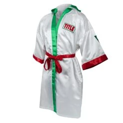 TITLE Boxing Pro Full Length Boxing Robe -Titleboxing Shop TSRFL2 RD WH GN 03