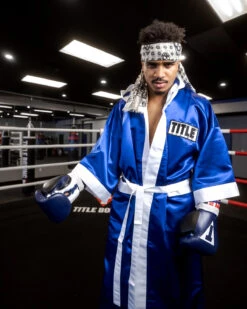 TITLE Boxing Full Length Robe -Titleboxing Shop TSRFL2BLWH