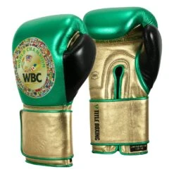 WBC By TITLE Boxing Green Belt Training Gloves 1.0 -Titleboxing Shop WGBTG GN GD BK 2