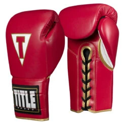 TITLE Boxeo Mexican Leather Lace Training Gloves Quatro -Titleboxing Shop batgl4 rd wh 1 1