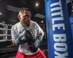 TITLE Boxing Leather Big League Training Gloves 18 TITLE Boxing Leather Big League Training Gloves -Titleboxing Shop bltg2 bk bl wh 2 1