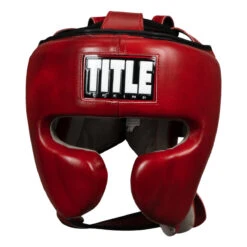 TITLE Boxing Blood Red Leather Sparring Headgear -Titleboxing Shop brhg rd gr 02