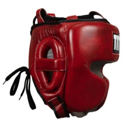 TITLE Boxing Blood Red Leather Sparring Headgear -Titleboxing Shop brhg rd gr 03