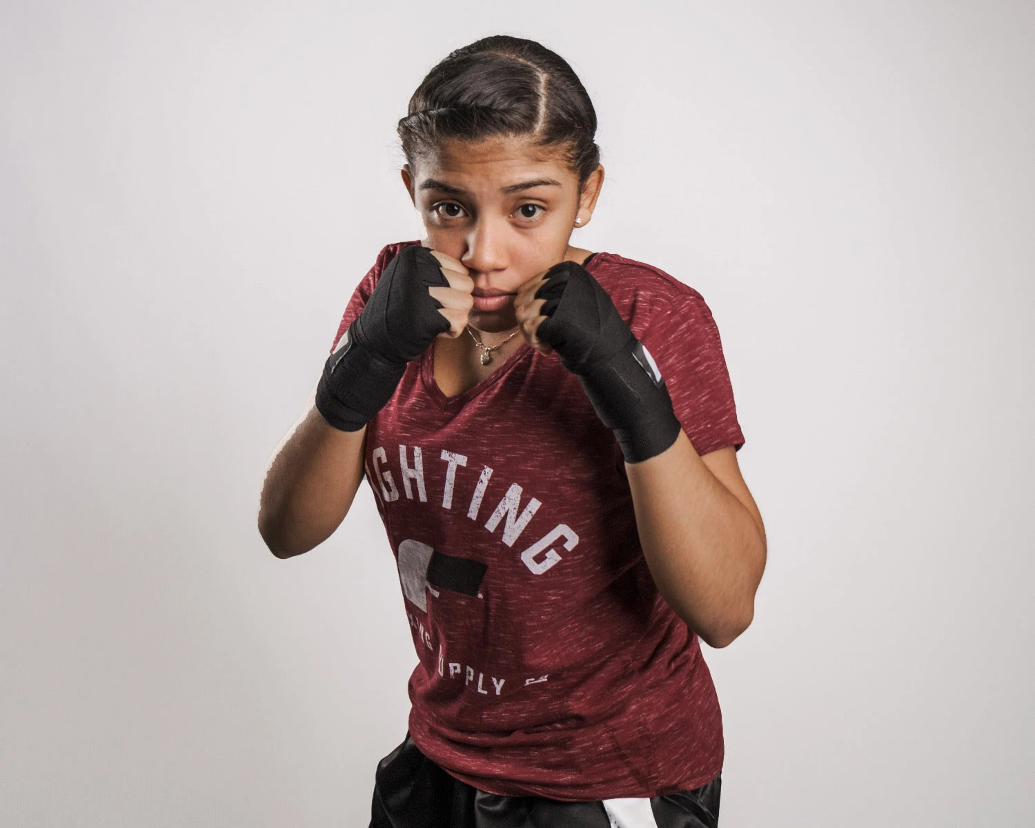 Fighting Women's Distressed V-Neck Tee 4 Fighting Women's Distressed V-Neck Tee - Image 2