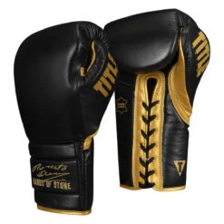 TITLE Boxing Roberto Duran Leather Sparring Gloves -Titleboxing Shop rdsg bk gd 02