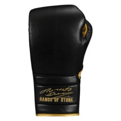 TITLE Boxing Roberto Duran Leather Sparring Gloves -Titleboxing Shop rdsg bk gd 03