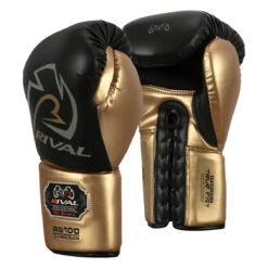 Rival Boxing 100 Series Lace Sparring Gloves -Titleboxing Shop rs100 bk gd 0002