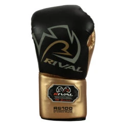 Rival Boxing 100 Series Lace Sparring Gloves -Titleboxing Shop rs100 bk gd 0003