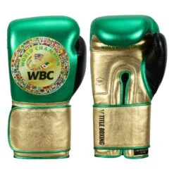 WBC By TITLE Boxing Green Belt Training Gloves 1.0 -Titleboxing Shop wgbtg gn gd bk 1 1